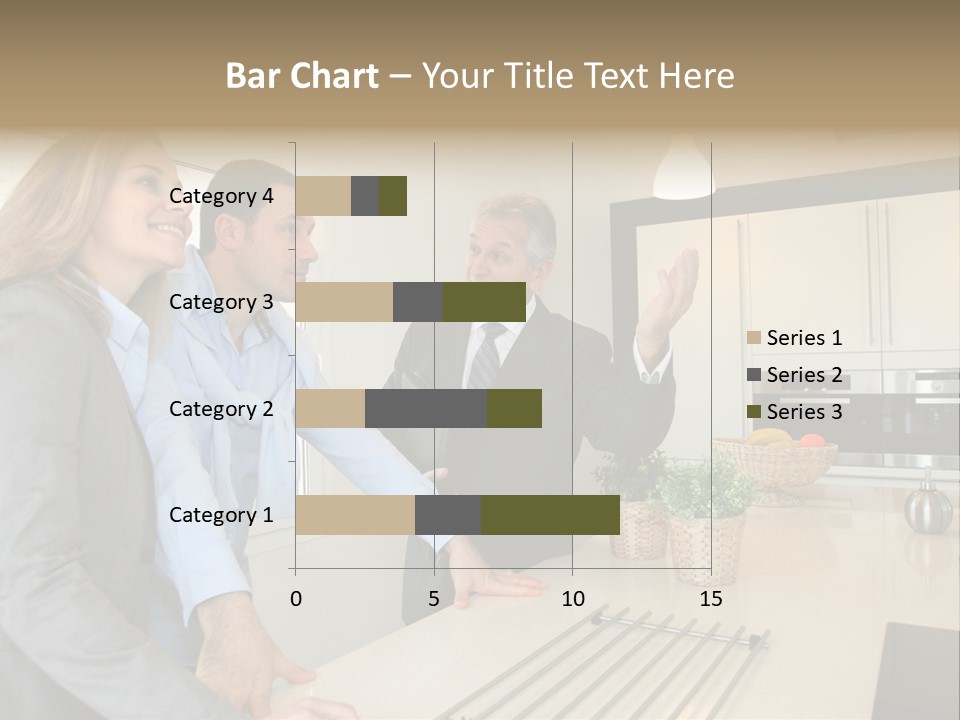 A Group Of People Standing Around A Kitchen Counter PowerPoint Template