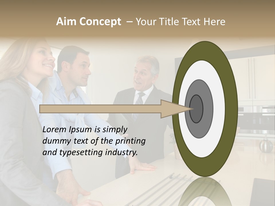 A Group Of People Standing Around A Kitchen Counter PowerPoint Template