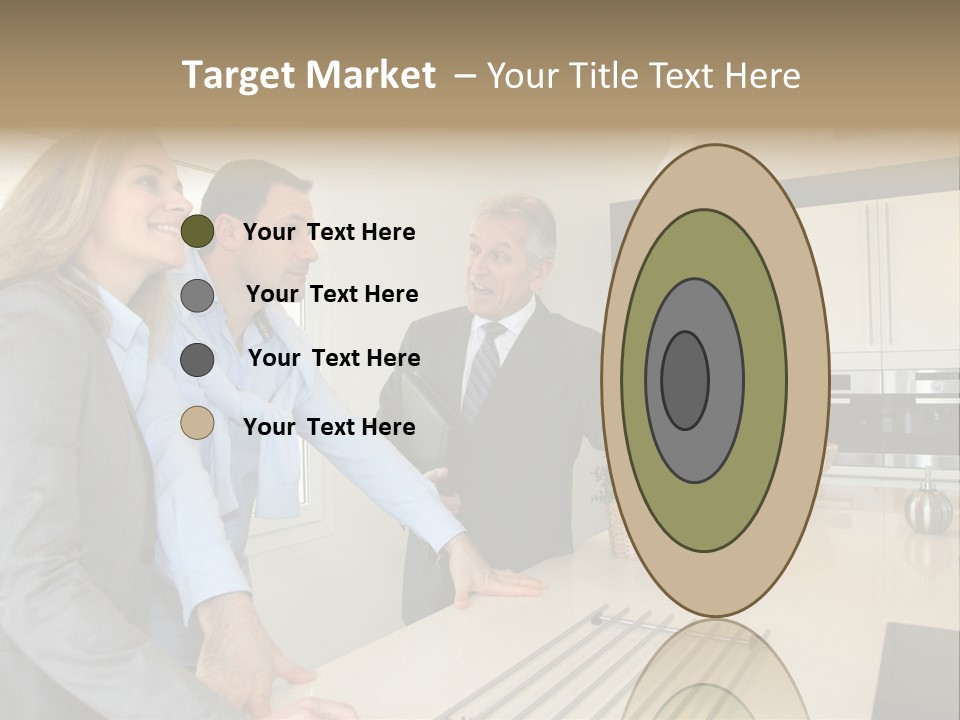 A Group Of People Standing Around A Kitchen Counter PowerPoint Template