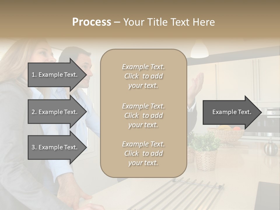 A Group Of People Standing Around A Kitchen Counter PowerPoint Template