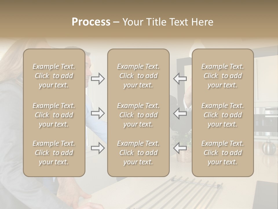A Group Of People Standing Around A Kitchen Counter PowerPoint Template