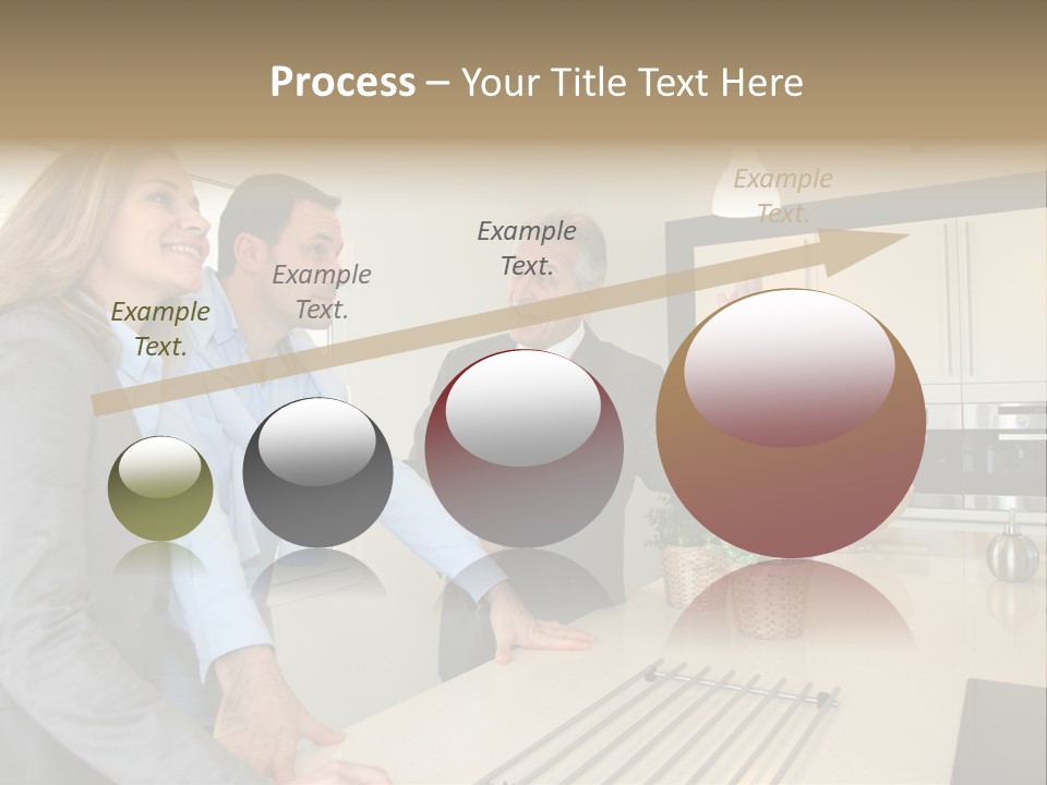 A Group Of People Standing Around A Kitchen Counter PowerPoint Template