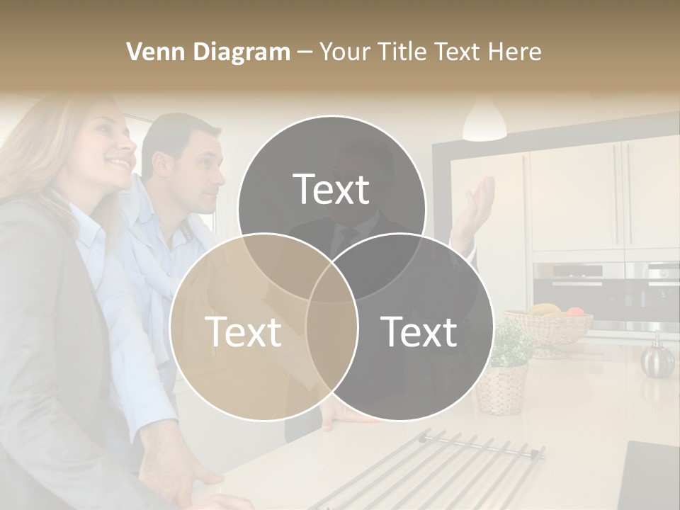 A Group Of People Standing Around A Kitchen Counter PowerPoint Template