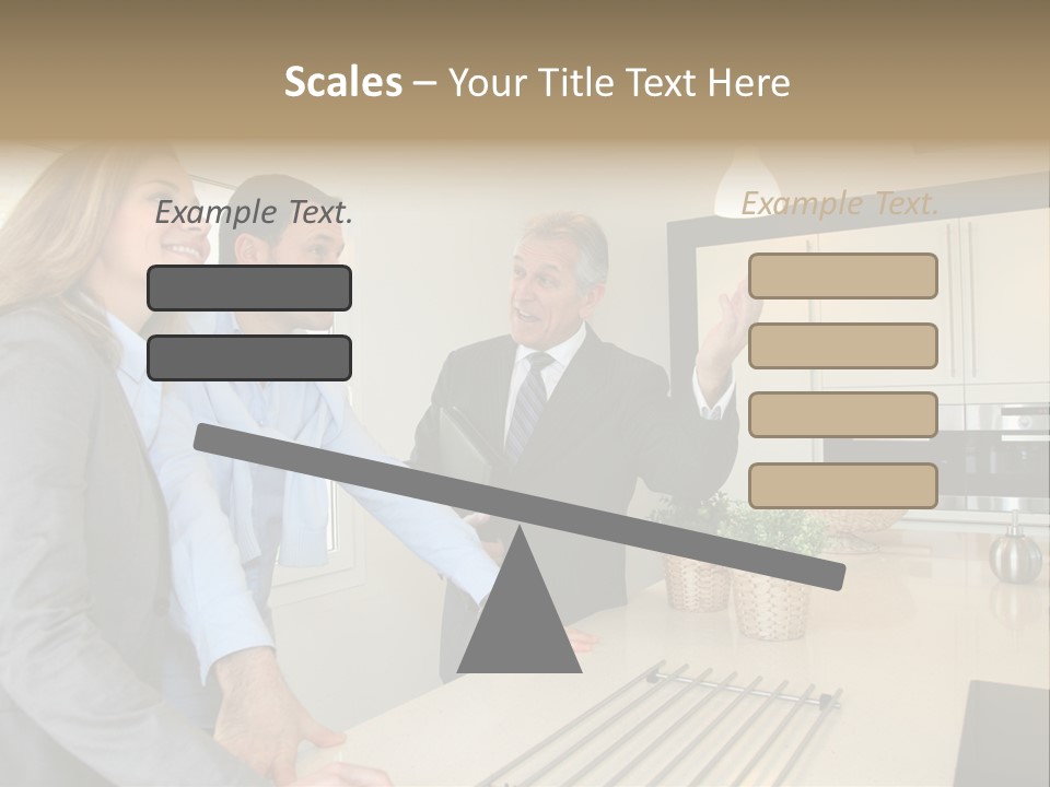 A Group Of People Standing Around A Kitchen Counter PowerPoint Template