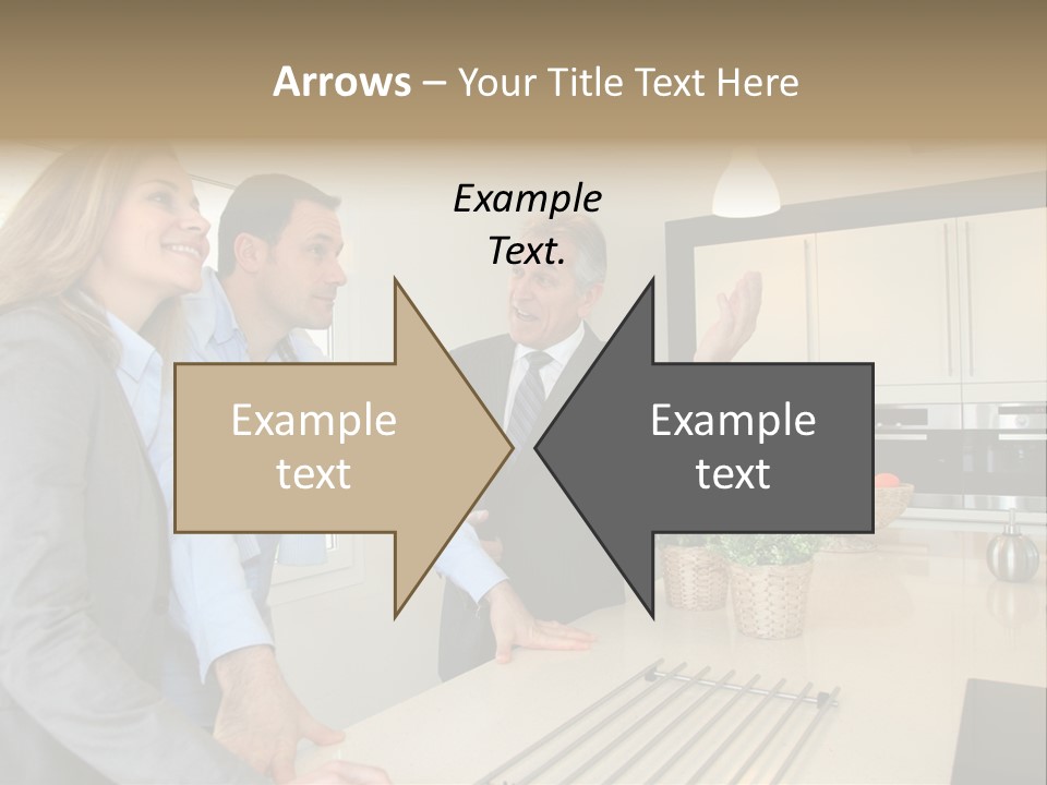 A Group Of People Standing Around A Kitchen Counter PowerPoint Template