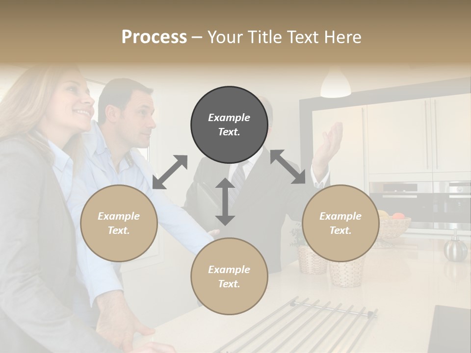 A Group Of People Standing Around A Kitchen Counter PowerPoint Template