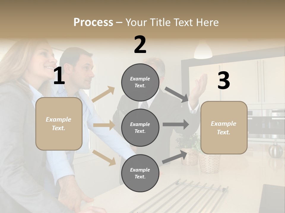 A Group Of People Standing Around A Kitchen Counter PowerPoint Template