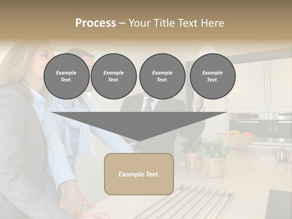 A Group Of People Standing Around A Kitchen Counter PowerPoint Template