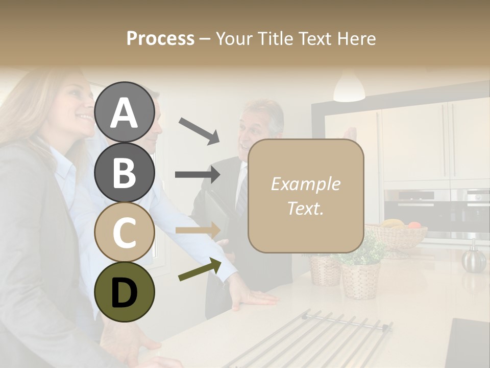 A Group Of People Standing Around A Kitchen Counter PowerPoint Template