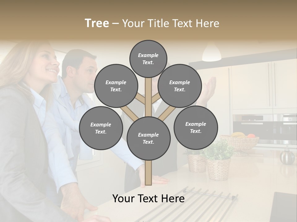 A Group Of People Standing Around A Kitchen Counter PowerPoint Template