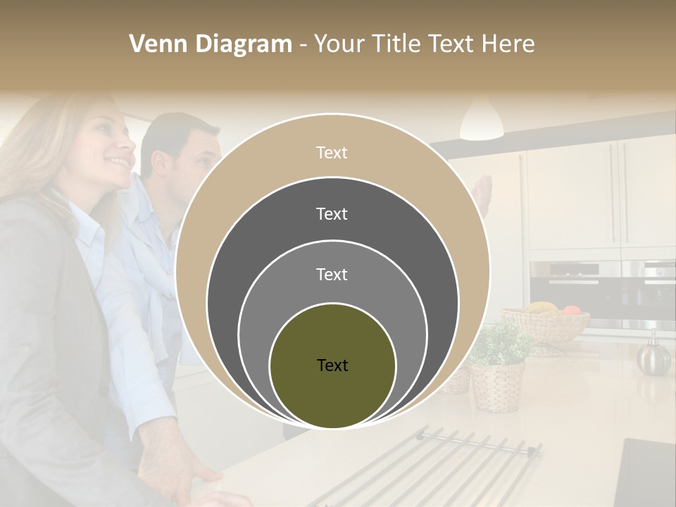 A Group Of People Standing Around A Kitchen Counter PowerPoint Template