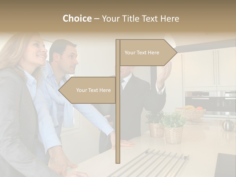 A Group Of People Standing Around A Kitchen Counter PowerPoint Template