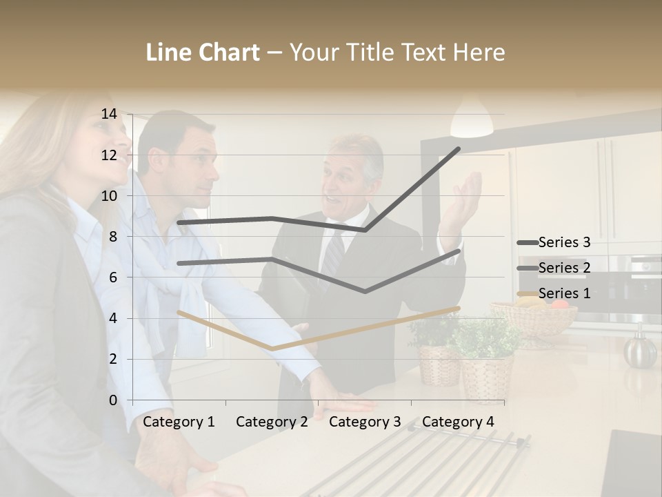 A Group Of People Standing Around A Kitchen Counter PowerPoint Template