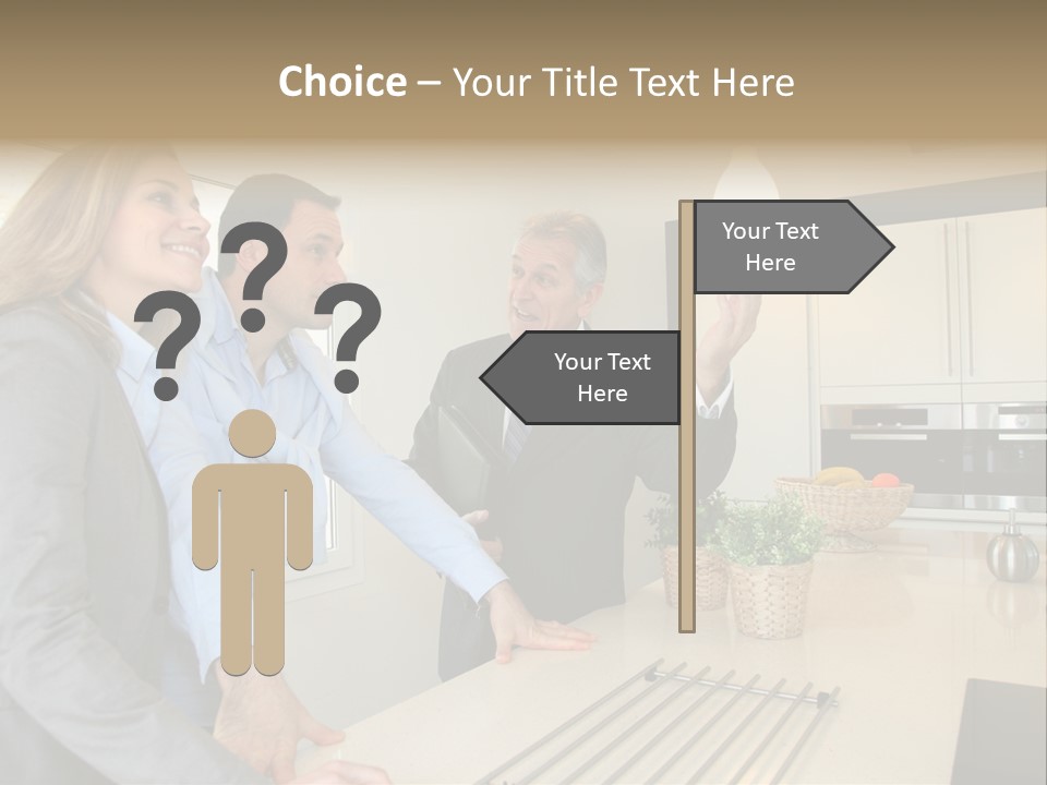 A Group Of People Standing Around A Kitchen Counter PowerPoint Template
