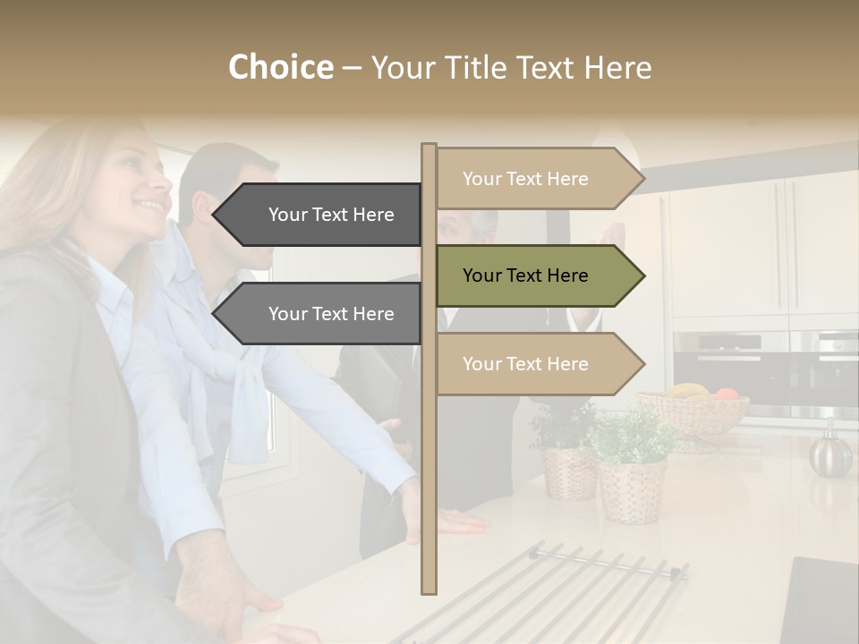 A Group Of People Standing Around A Kitchen Counter PowerPoint Template