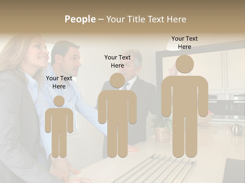A Group Of People Standing Around A Kitchen Counter PowerPoint Template