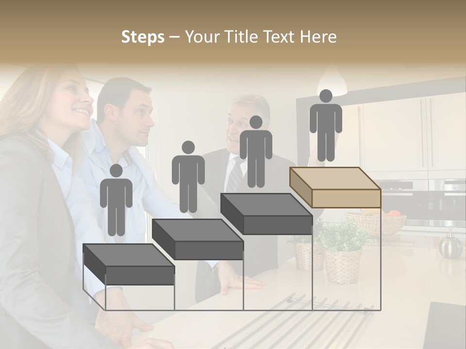 A Group Of People Standing Around A Kitchen Counter PowerPoint Template