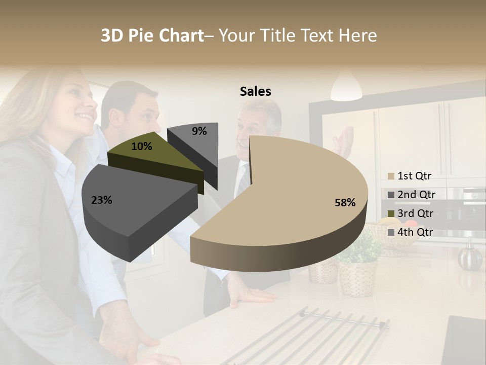 A Group Of People Standing Around A Kitchen Counter PowerPoint Template
