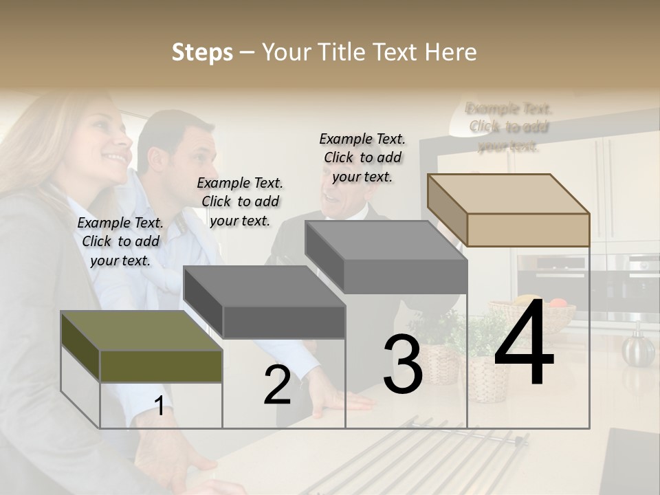 A Group Of People Standing Around A Kitchen Counter PowerPoint Template