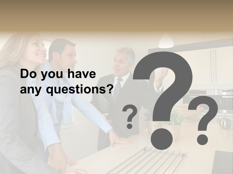 A Group Of People Standing Around A Kitchen Counter PowerPoint Template