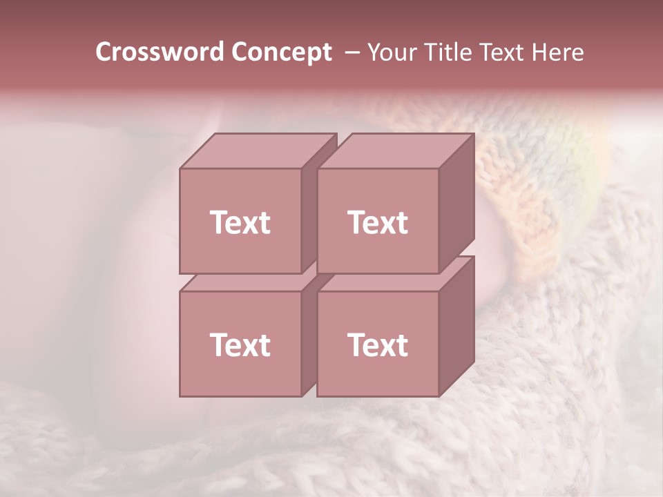 A Baby Wearing A Knitted Hat Laying On Top Of A Blanket PowerPoint Template