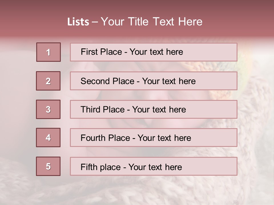 A Baby Wearing A Knitted Hat Laying On Top Of A Blanket PowerPoint Template