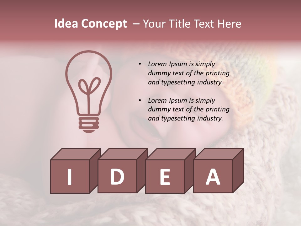 A Baby Wearing A Knitted Hat Laying On Top Of A Blanket PowerPoint Template