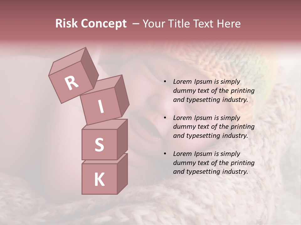 A Baby Wearing A Knitted Hat Laying On Top Of A Blanket PowerPoint Template