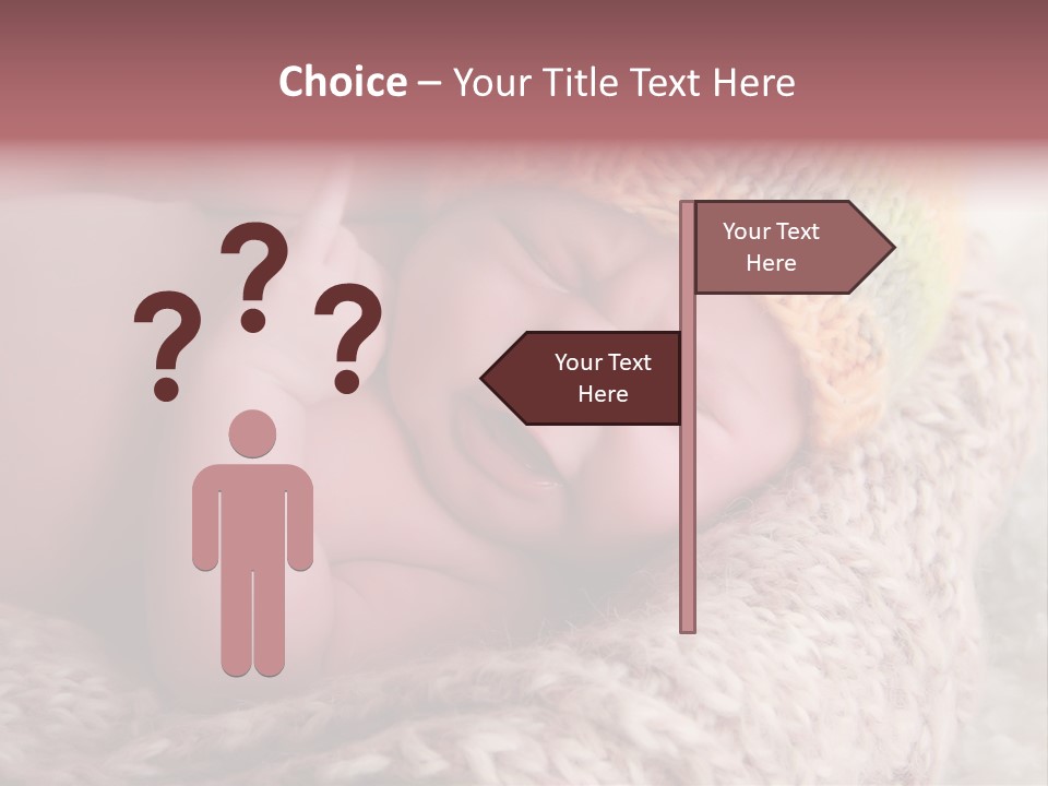 A Baby Wearing A Knitted Hat Laying On Top Of A Blanket PowerPoint Template