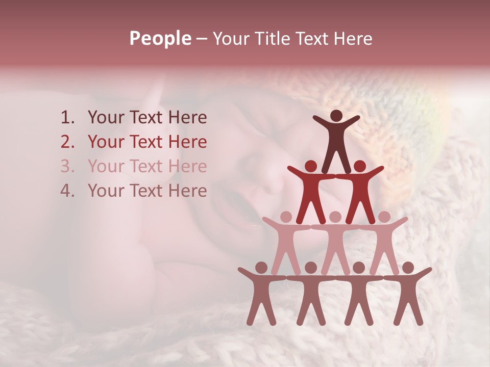 A Baby Wearing A Knitted Hat Laying On Top Of A Blanket PowerPoint Template