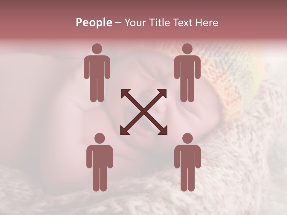 A Baby Wearing A Knitted Hat Laying On Top Of A Blanket PowerPoint Template
