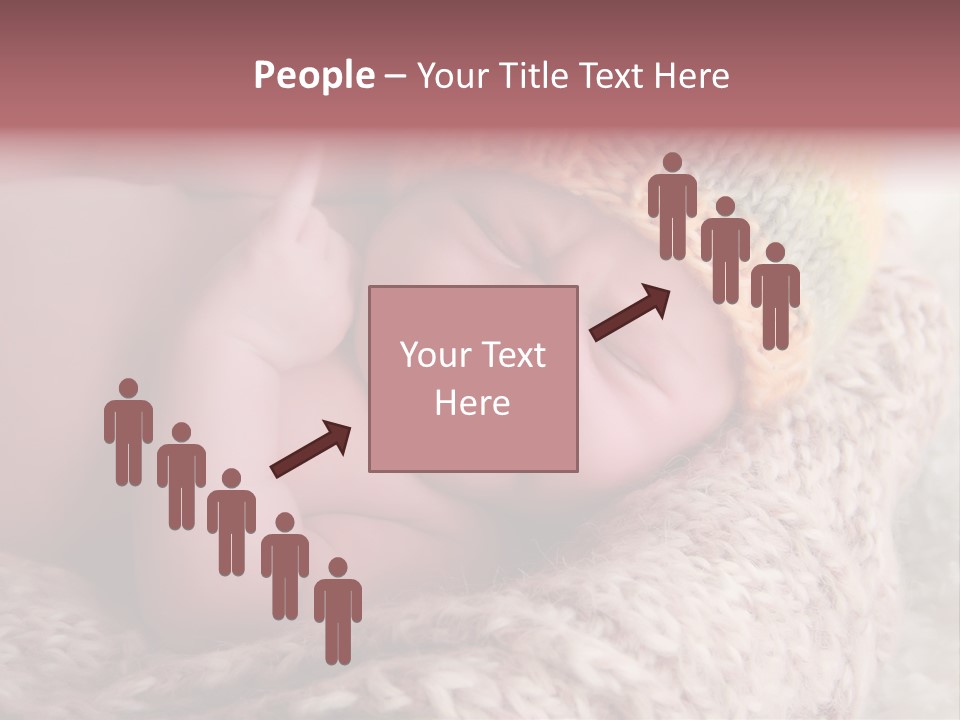 A Baby Wearing A Knitted Hat Laying On Top Of A Blanket PowerPoint Template