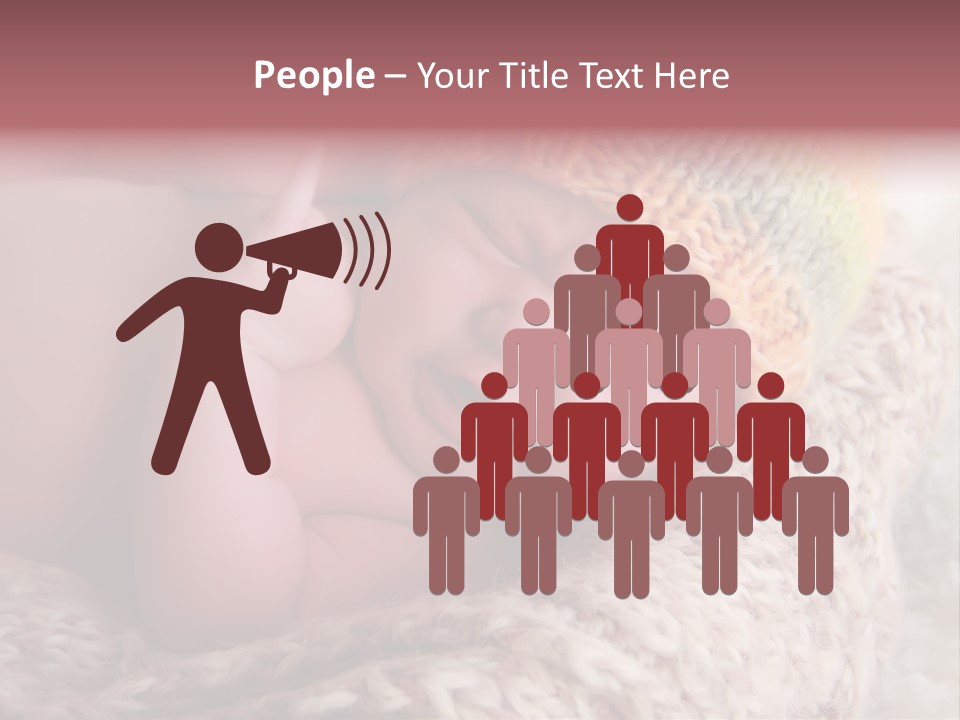 A Baby Wearing A Knitted Hat Laying On Top Of A Blanket PowerPoint Template