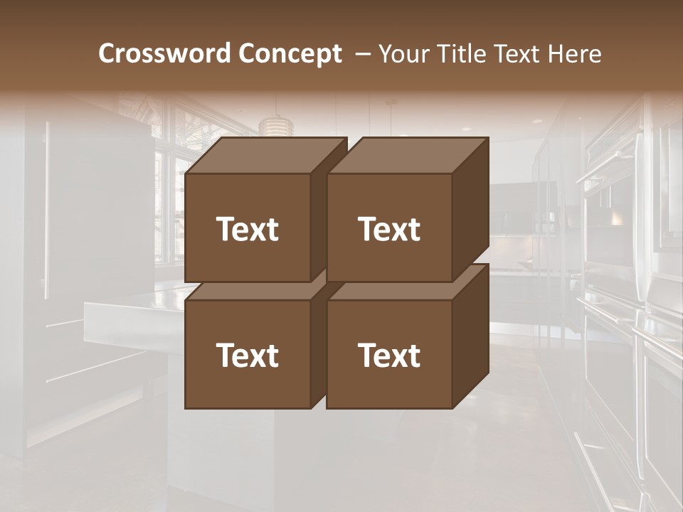 A Modern Kitchen With Stainless Steel Appliances And A Large Window PowerPoint Template