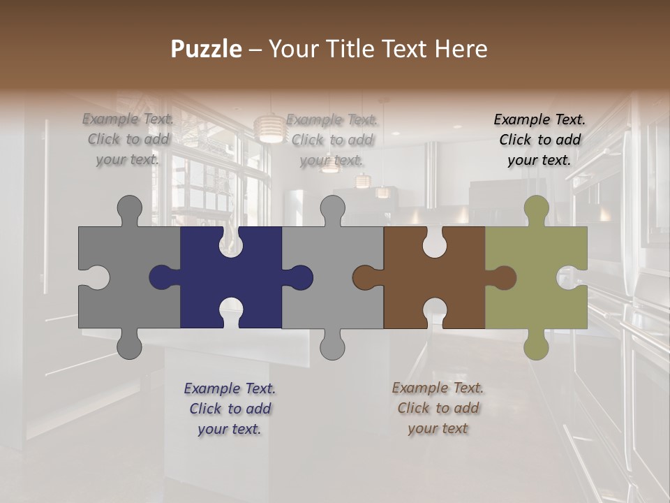 A Modern Kitchen With Stainless Steel Appliances And A Large Window PowerPoint Template