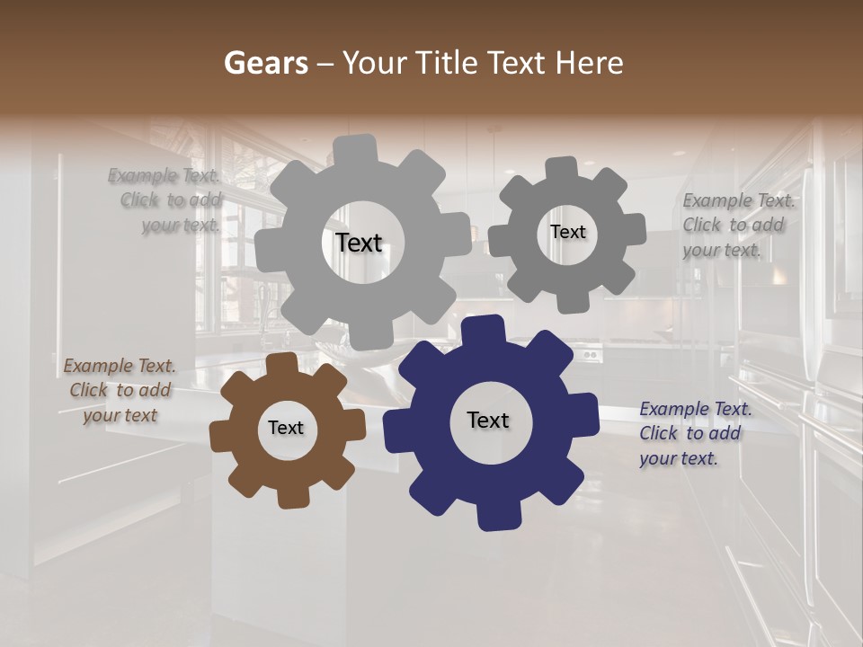 A Modern Kitchen With Stainless Steel Appliances And A Large Window PowerPoint Template