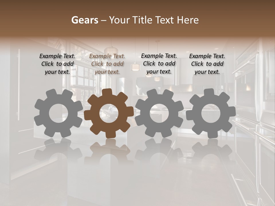 A Modern Kitchen With Stainless Steel Appliances And A Large Window PowerPoint Template