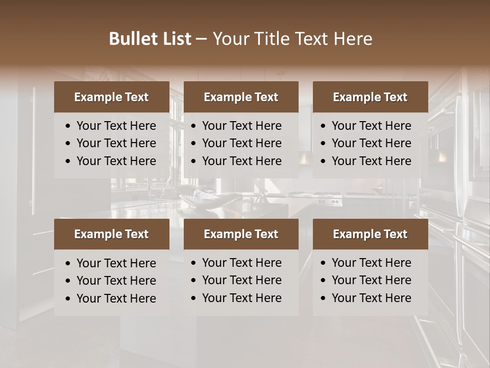 A Modern Kitchen With Stainless Steel Appliances And A Large Window PowerPoint Template