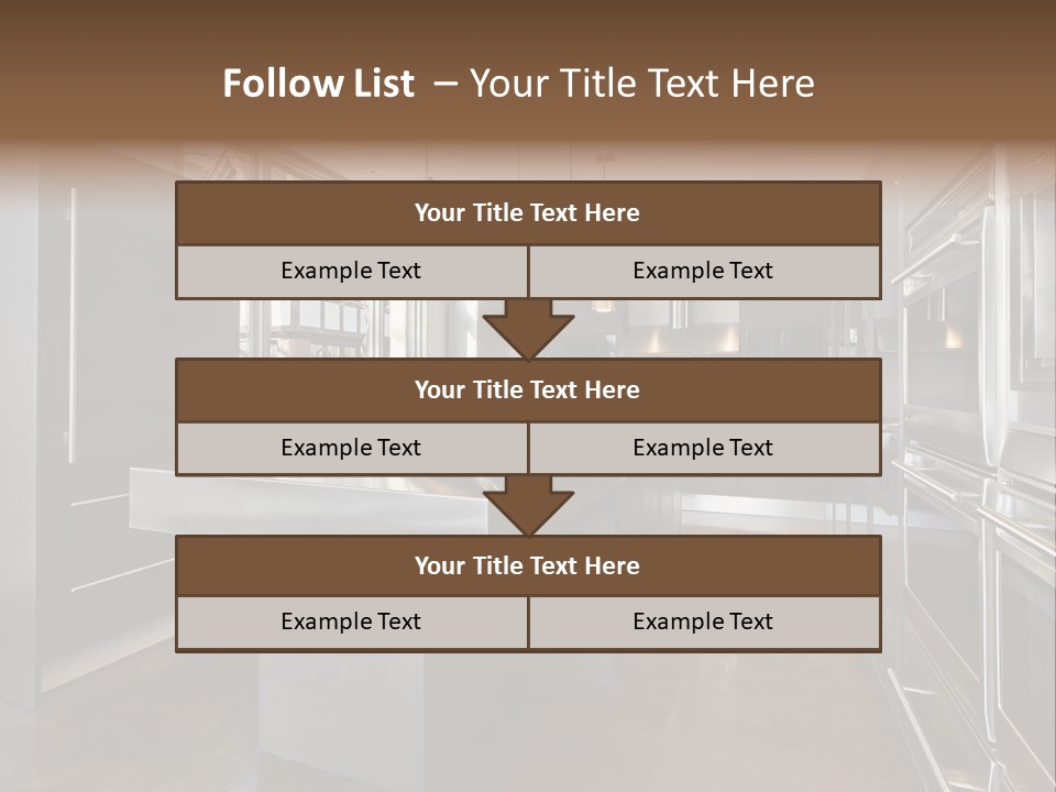 A Modern Kitchen With Stainless Steel Appliances And A Large Window PowerPoint Template
