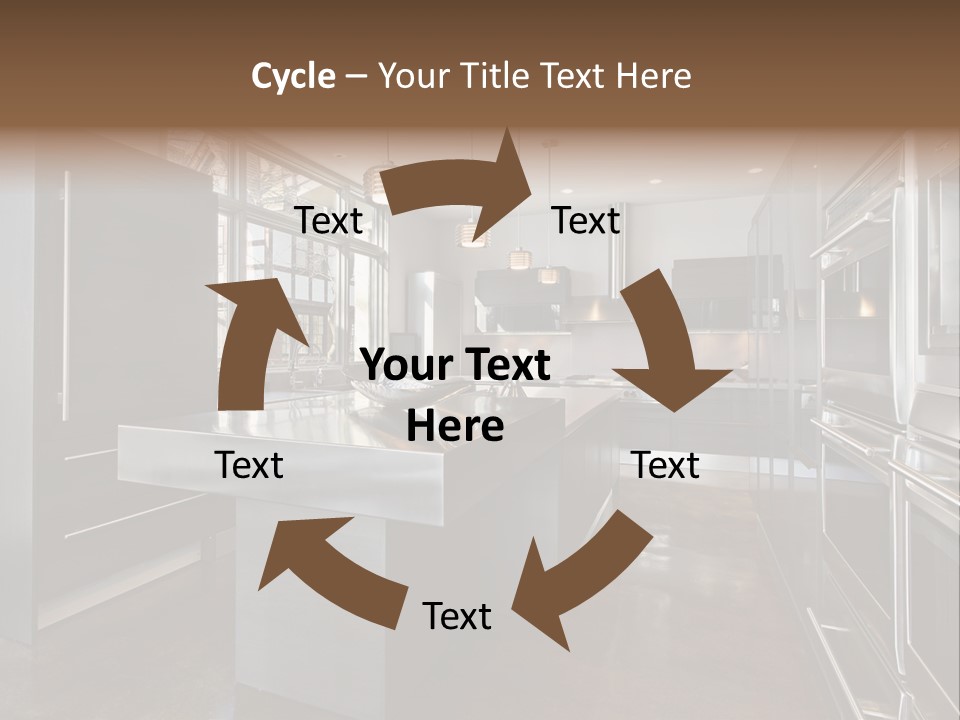A Modern Kitchen With Stainless Steel Appliances And A Large Window PowerPoint Template