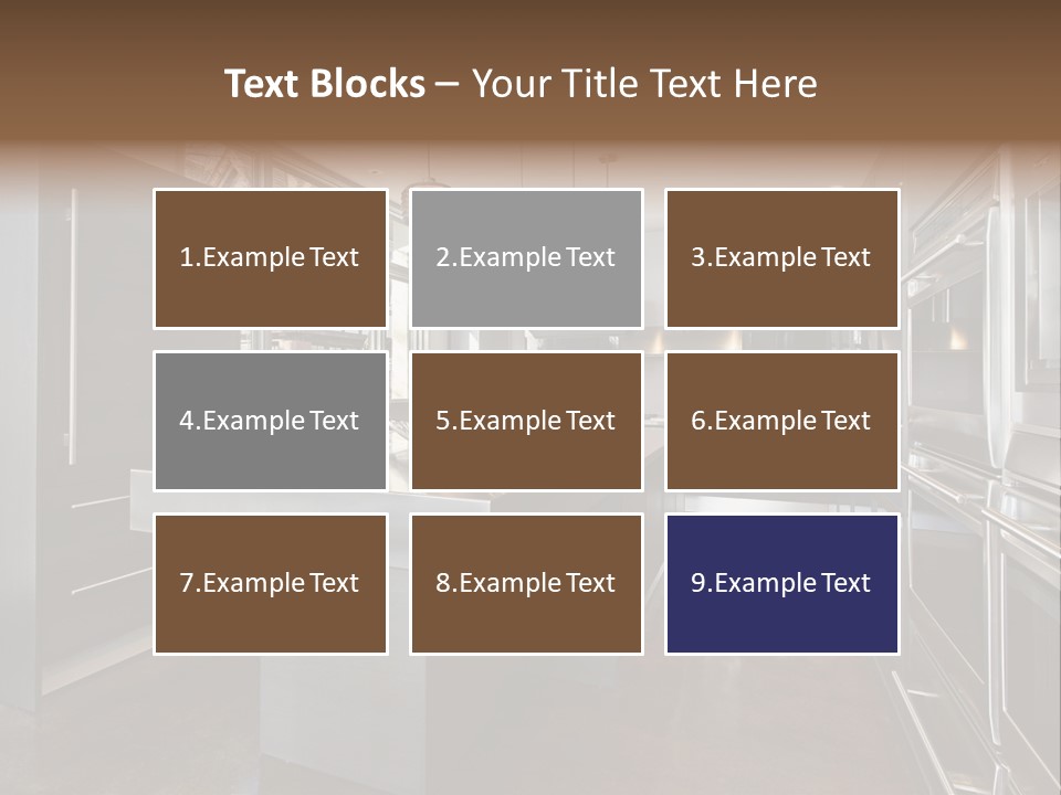 A Modern Kitchen With Stainless Steel Appliances And A Large Window PowerPoint Template
