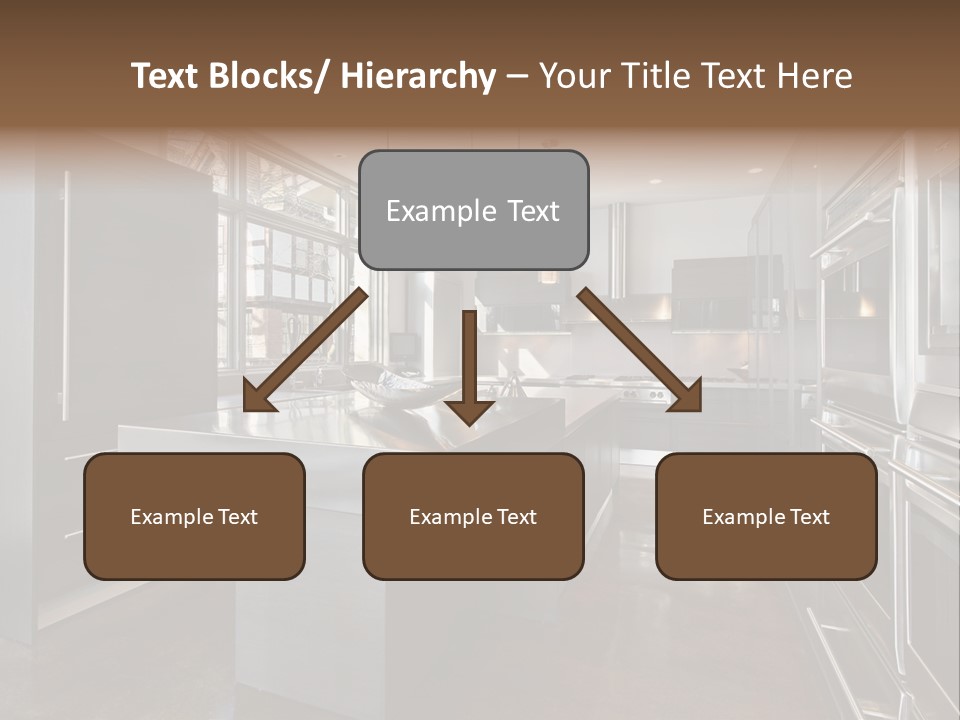 A Modern Kitchen With Stainless Steel Appliances And A Large Window PowerPoint Template