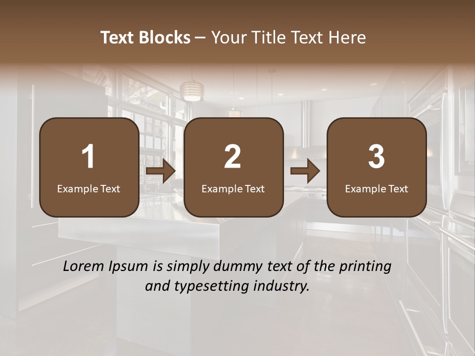 A Modern Kitchen With Stainless Steel Appliances And A Large Window PowerPoint Template