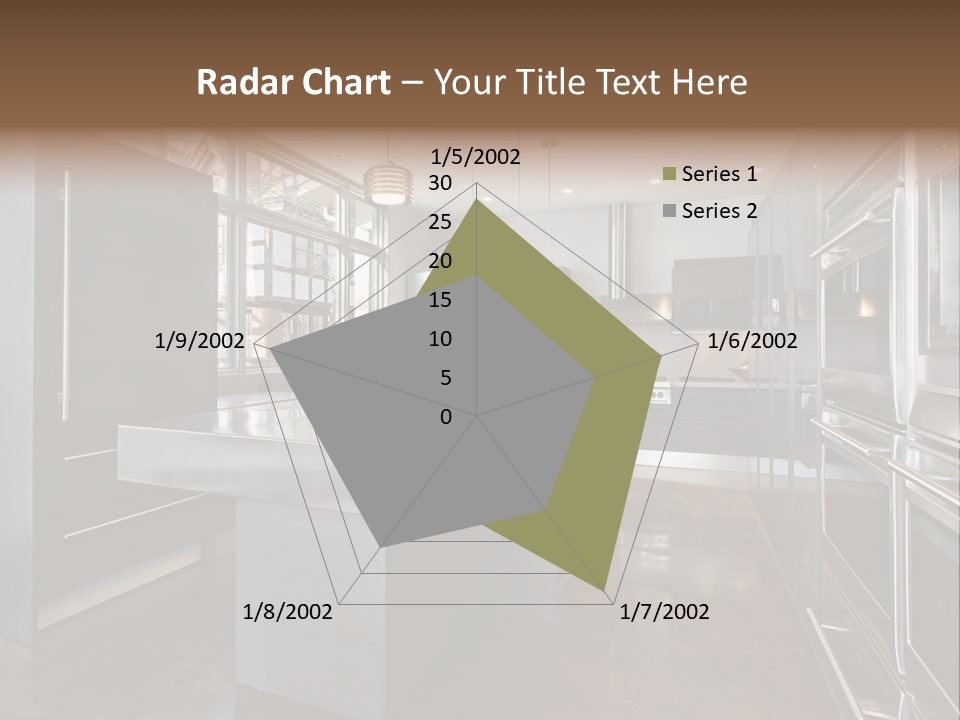 A Modern Kitchen With Stainless Steel Appliances And A Large Window PowerPoint Template