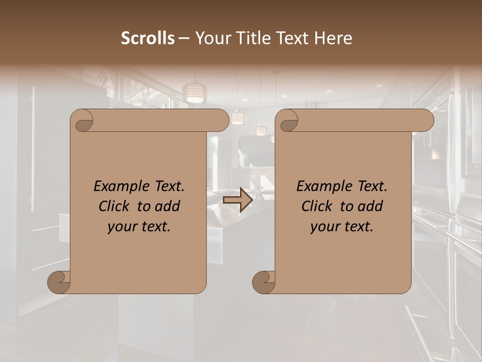 A Modern Kitchen With Stainless Steel Appliances And A Large Window PowerPoint Template