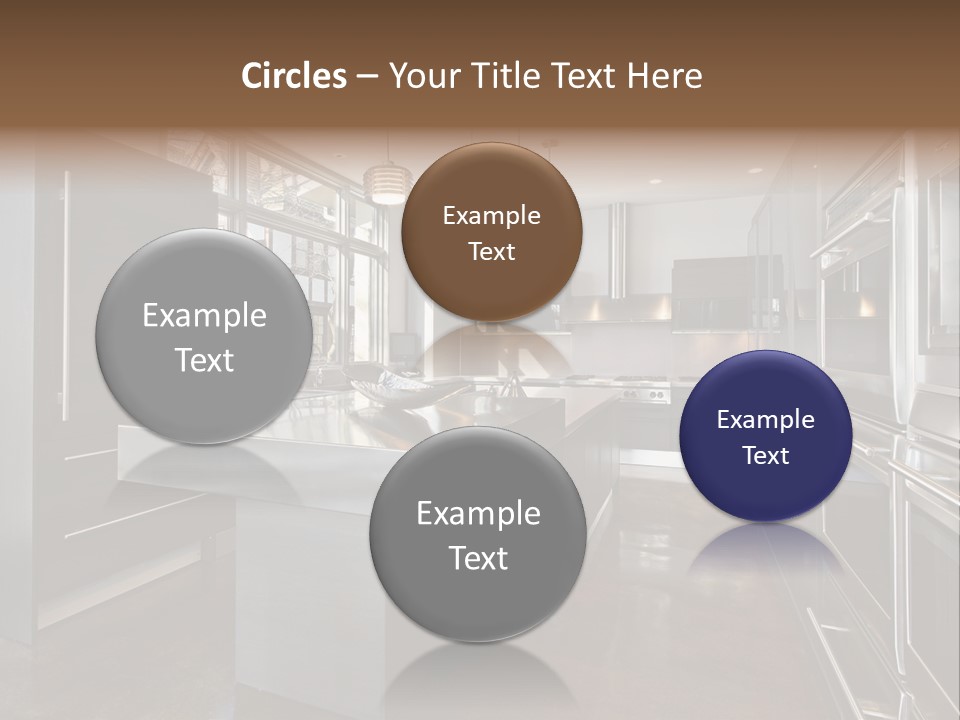 A Modern Kitchen With Stainless Steel Appliances And A Large Window PowerPoint Template