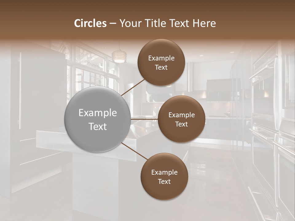 A Modern Kitchen With Stainless Steel Appliances And A Large Window PowerPoint Template