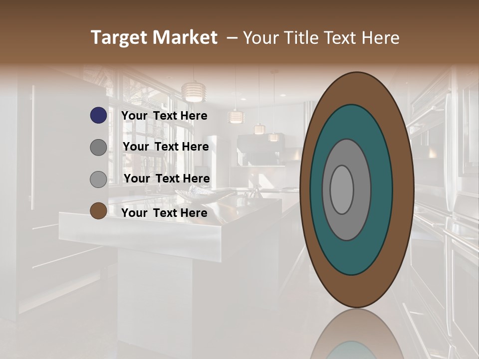 A Modern Kitchen With Stainless Steel Appliances And A Large Window PowerPoint Template