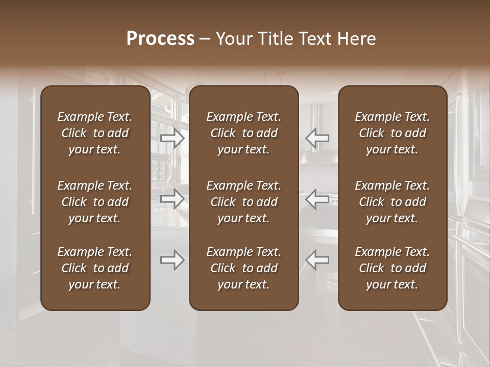 A Modern Kitchen With Stainless Steel Appliances And A Large Window PowerPoint Template