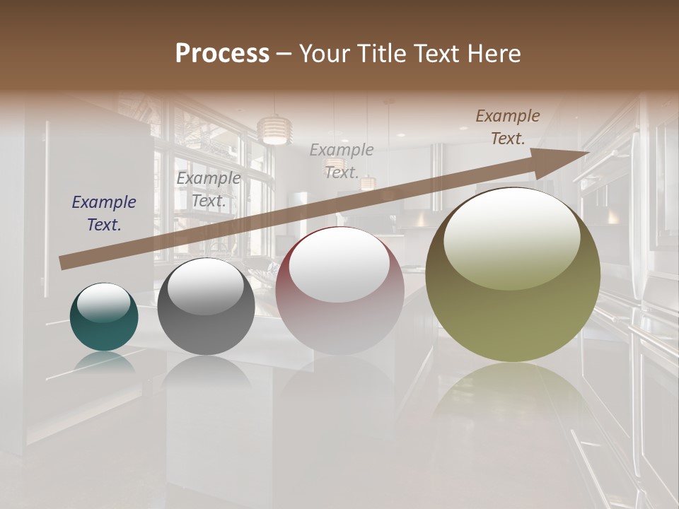 A Modern Kitchen With Stainless Steel Appliances And A Large Window PowerPoint Template